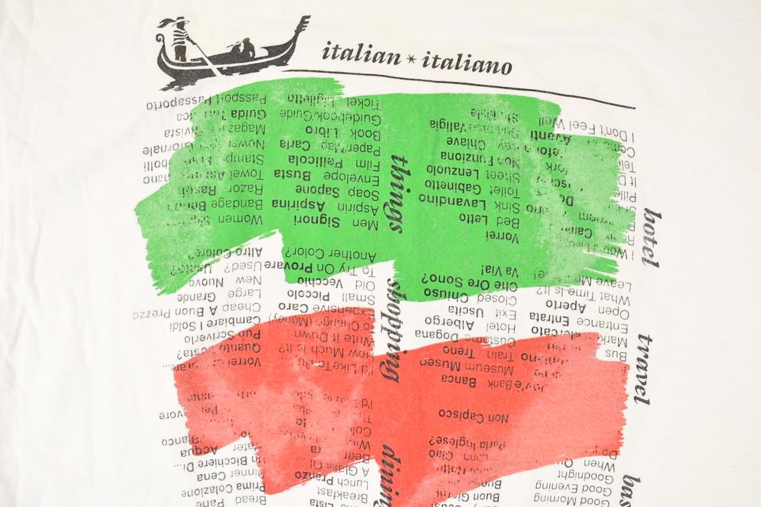 Vintage 1990s Italiano Souvenir Travel T-Shirt Men's M / Destination Shirt / 90s Single Stitch Graphic Tee / Made in USA from propervintagecanada