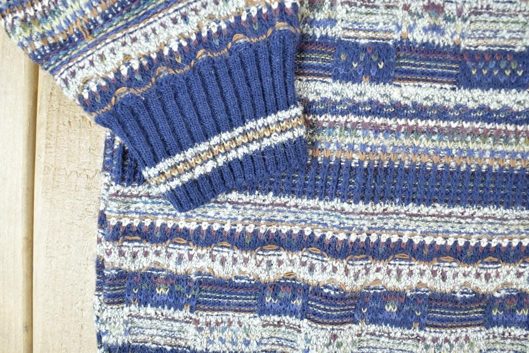 Vintage 1990s Italy Wool Blend Sweater Co Knit Abstract Pattern Crewneck Sweater Made In Italy Men's Small from propervintagecanada