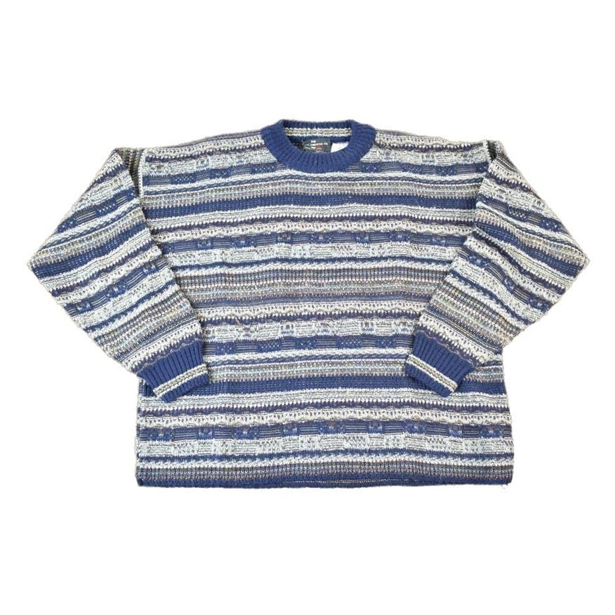 Vintage 1990s Italy Wool Blend Sweater Co Knit Abstract Pattern Crewneck Sweater Made In Italy Men's Small from propervintagecanada