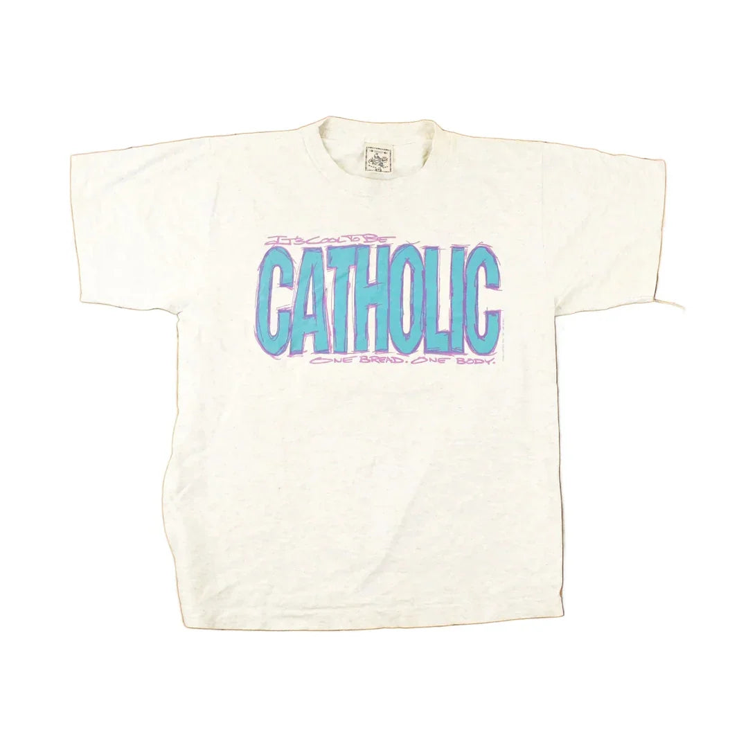 Vintage 1990s Its Cool To Be Catholic Souvenir Travel T-Shirt Men's M / Jesus Shirt / 90s Single Stitch Graphic Tee / Made in USA from propervintagecanada