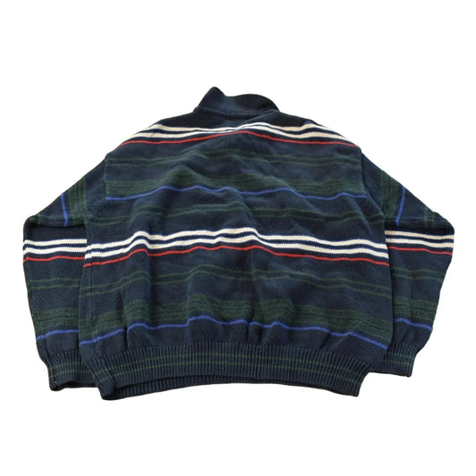 Vintage 1990s Izod Abstract Striped Knit Collared Sweater Men's XL from propervintagecanada