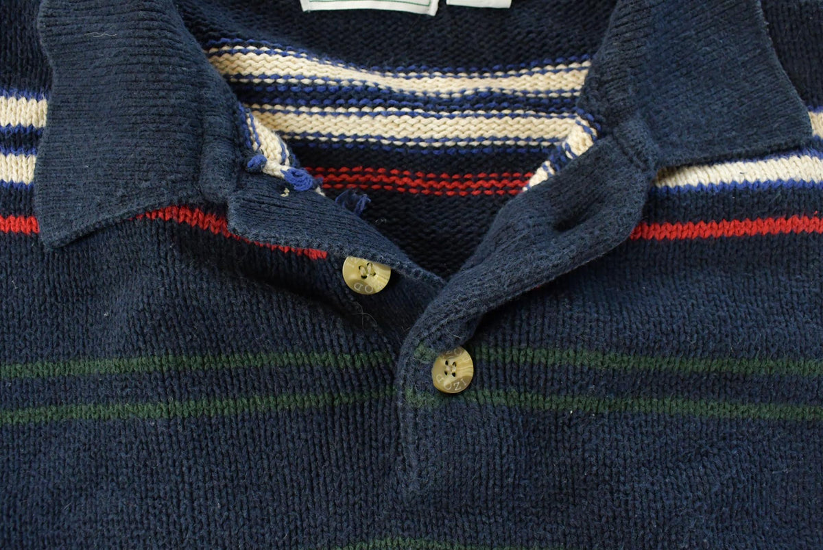 Vintage 1990s Izod Abstract Striped Knit Collared Sweater Men's XL from propervintagecanada