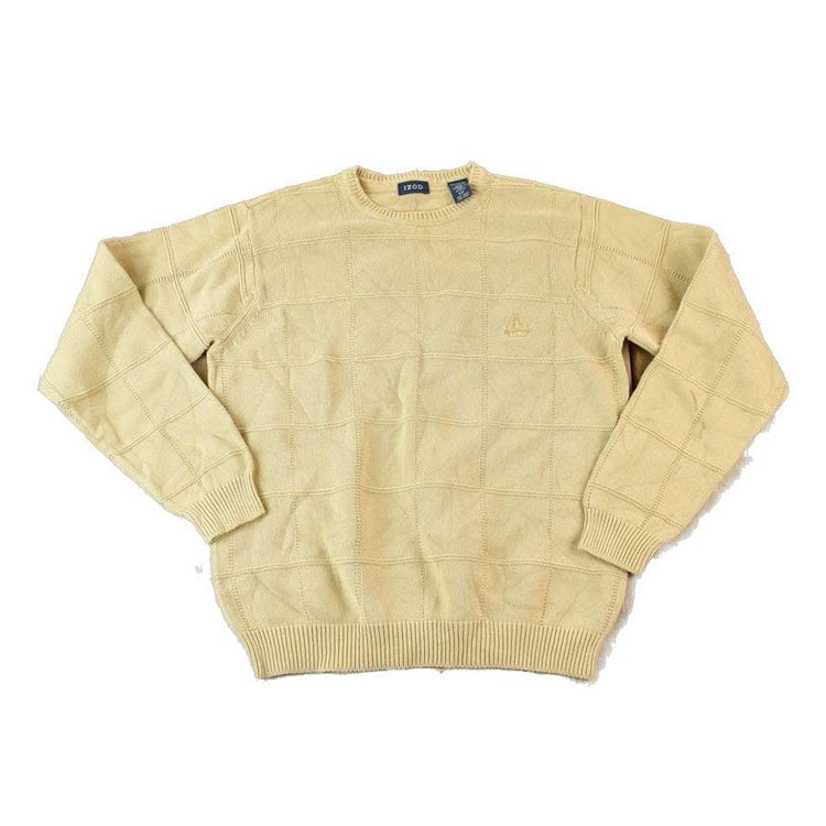 Vintage 1990s Izod Chunky Knit Abstract Pattern Crewneck Sweater Made In 90s Crewneck Men's Small from propervintagecanada