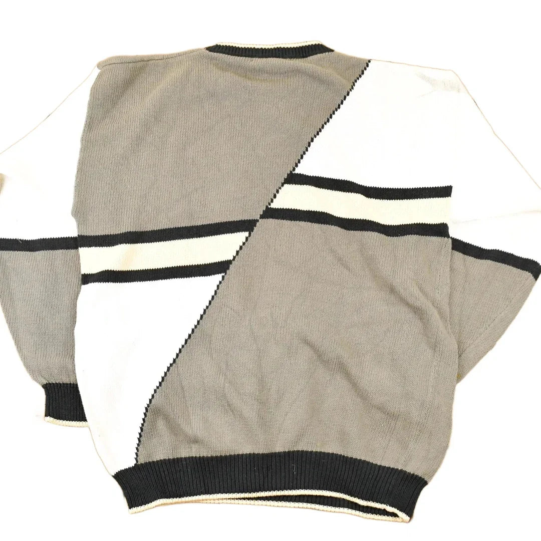 Vintage 1990s Izod Club Abstract Knit Crewneck Sweater Mens L from propervintagecanada