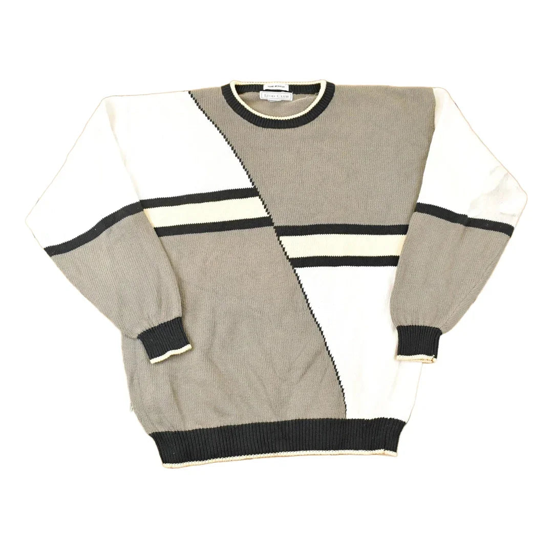 Vintage 1990s Izod Club Abstract Knit Crewneck Sweater Mens L from propervintagecanada