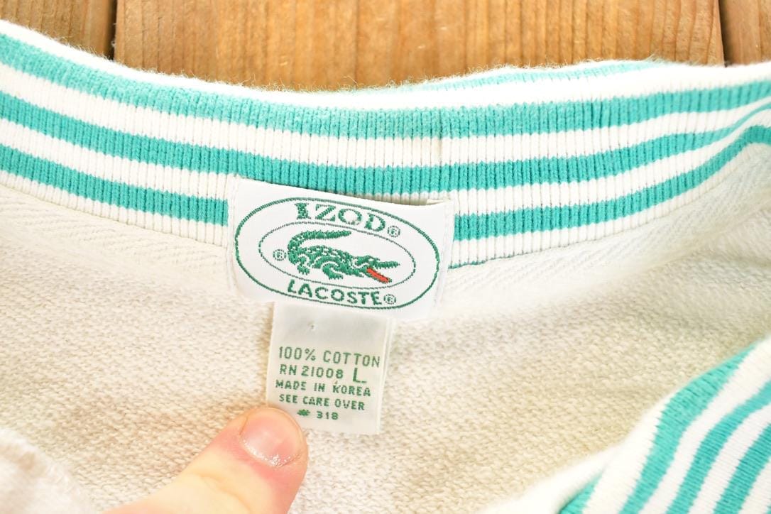 Vintage 1990s Izod Lacoste Colour Block Collared Crewneck Sweatshirt Men's L from propervintagecanada
