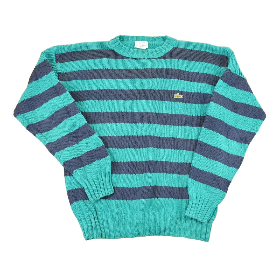 Vintage 1990s Izod Lacoste Striped Knit Crewneck Sweater Men's L from propervintagecanada
