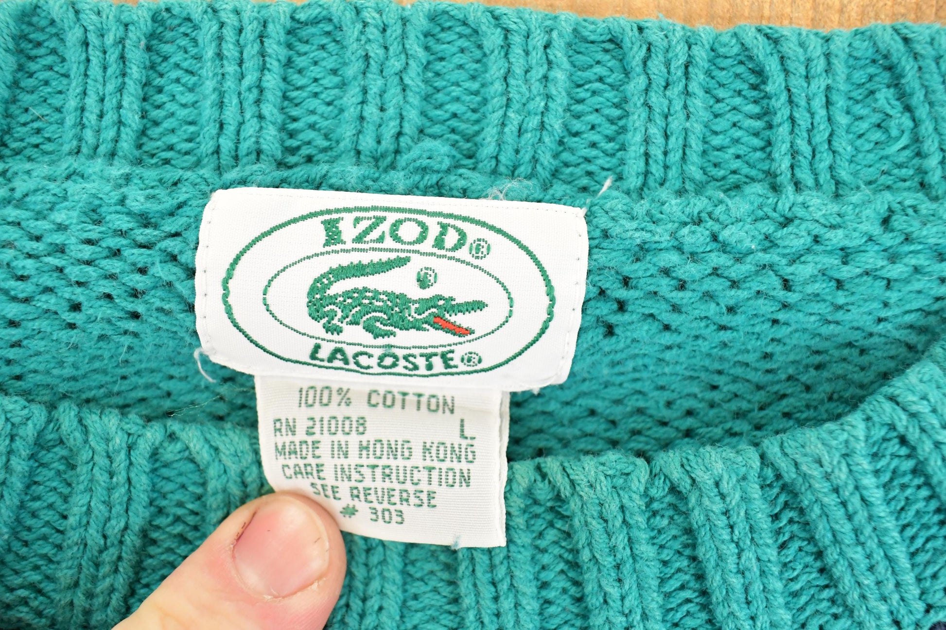 Vintage 1990s Izod Lacoste Striped Knit Crewneck Sweater Men's L from propervintagecanada