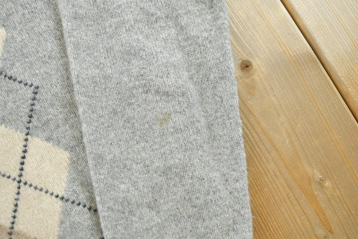 Vintage 1990s J Crew Lambswool Knit Argyle Crewneck Sweater Men's XXL from propervintagecanada