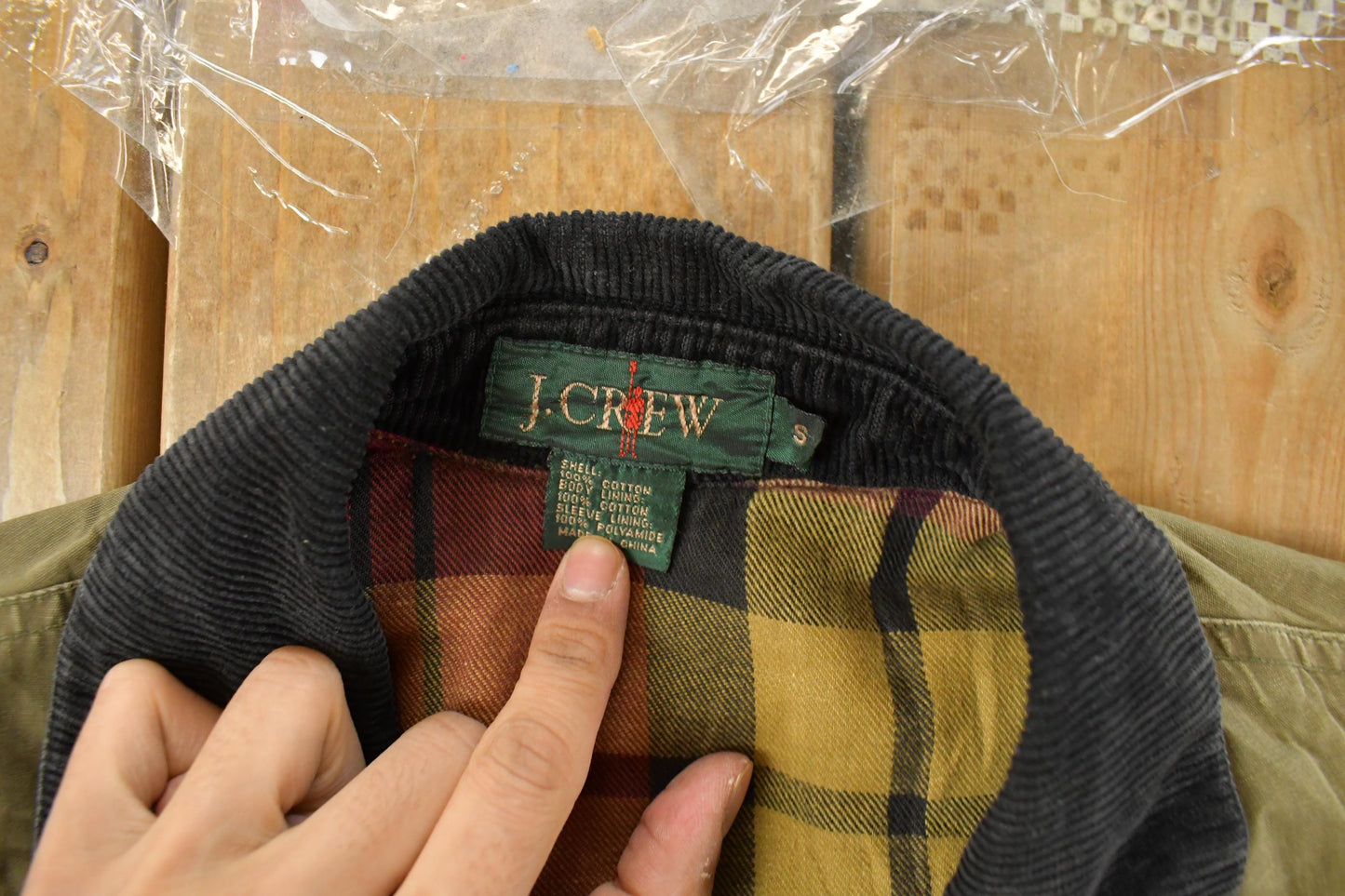Vintage 1990s J. Crew Plaid Lined Chore Coat Men's Small from propervintagecanada
