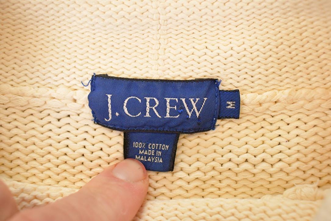 Vintage 1990s J Crew Tan Knit Mock Neck Sweater Men's L from propervintagecanada