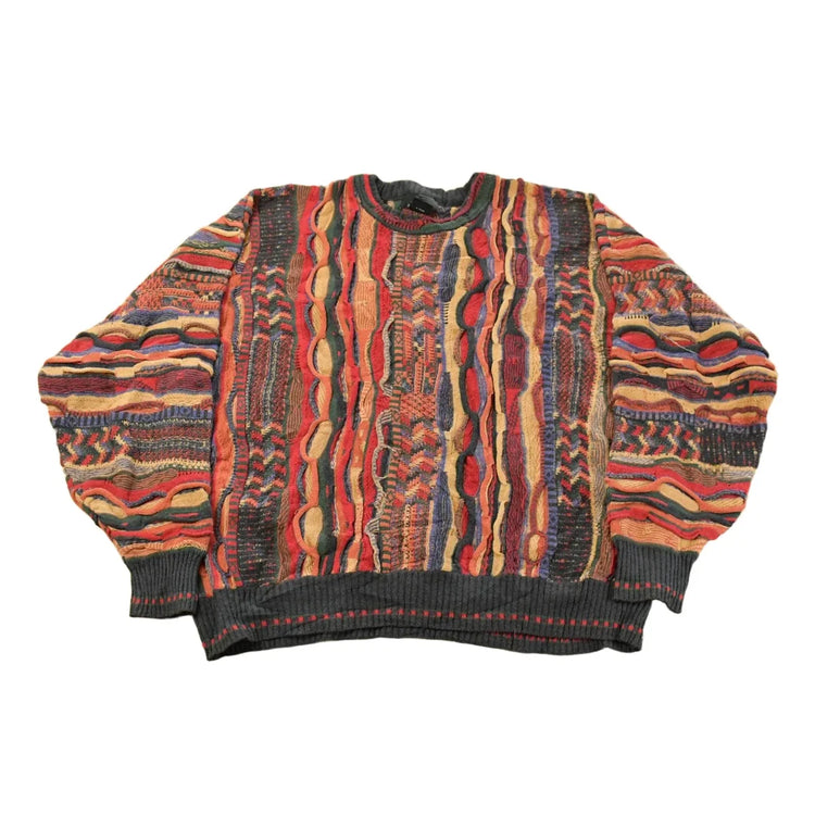 Vintage 1990s J. Ferrar 3D Cable Knit Crewneck Sweater Men's 2XL from propervintagecanada