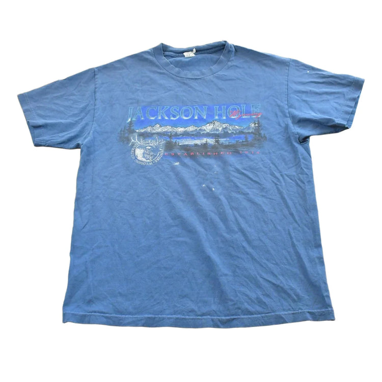 Vintage 1990s Jackson Hole Wyoming Mountains Souvenir T Shirt Mens L from propervintagecanada
