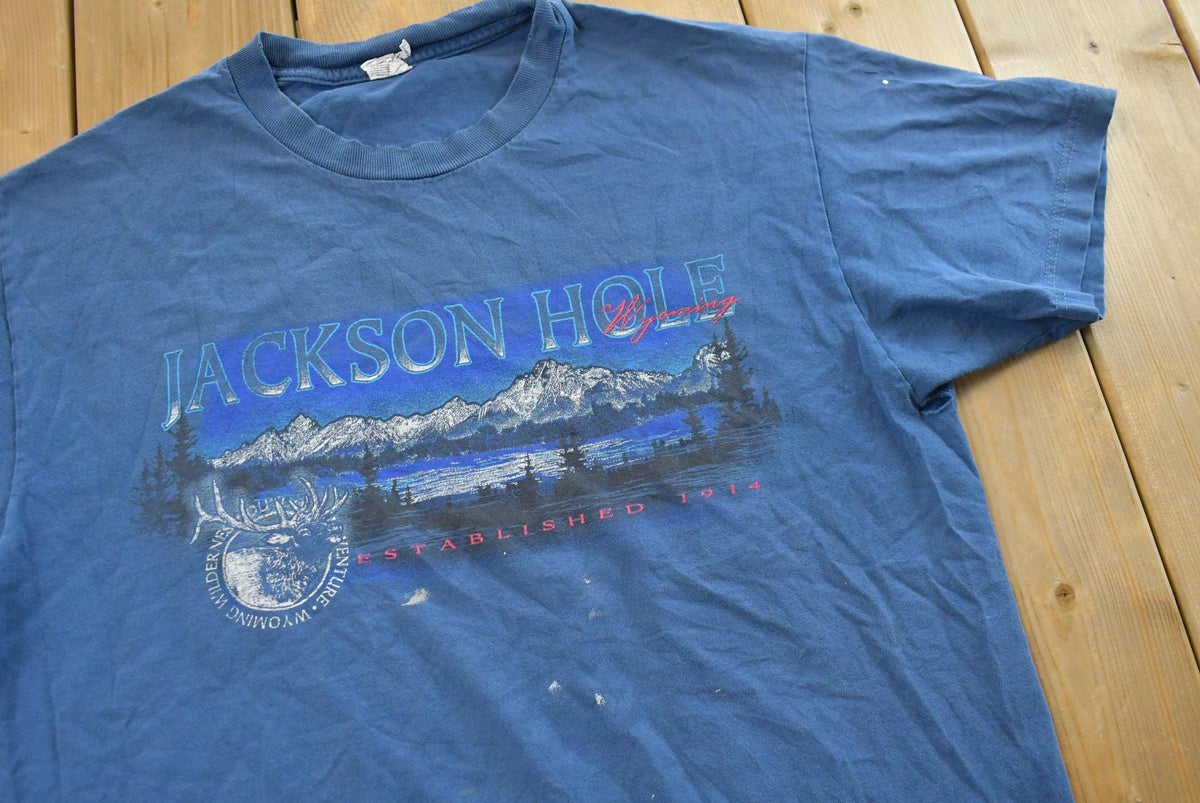 Vintage 1990s Jackson Hole Wyoming Mountains Souvenir T Shirt Mens L from propervintagecanada