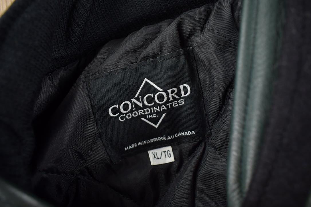 Vintage 1990s Jaguar Embroidered Leather & Wool Jacket Made In Canada Men's XL from propervintagecanada