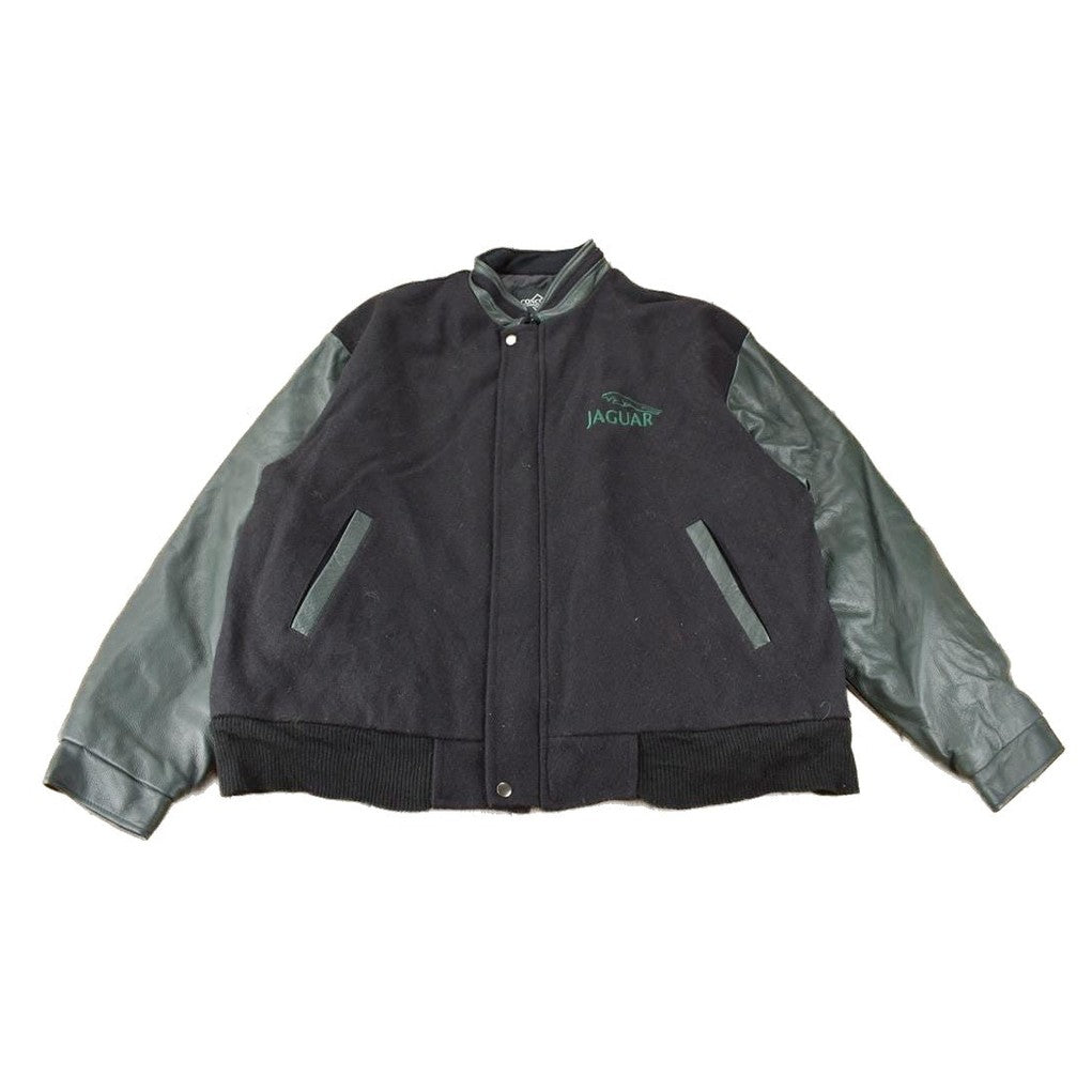 Vintage 1990s Jaguar Embroidered Leather & Wool Jacket Made In Canada Men's XL from propervintagecanada