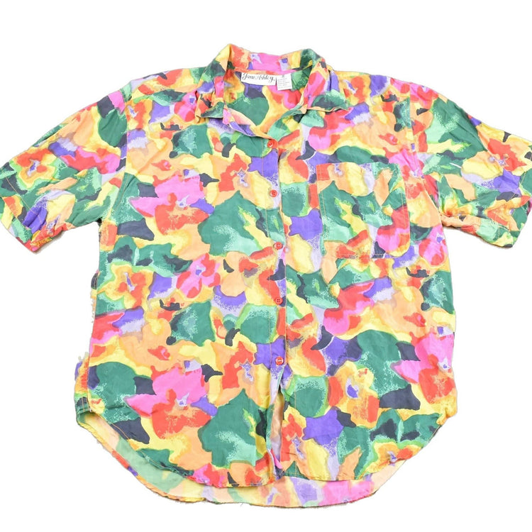 Vintage 1990s Jane Ashley Floral Short Sleeve Button Up Shirt Men's Medium from propervintagecanada
