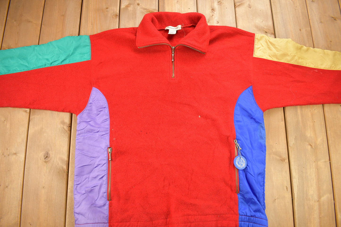 Vintage 1990s Janeve Quarter Zip Fleece Sweater Men's Large from propervintagecanada