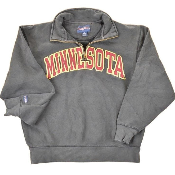 Vintage 1990s Jansport Minnesota Embroidered Quarter Zip Collegiate Sweatshirt Men's M from propervintagecanada