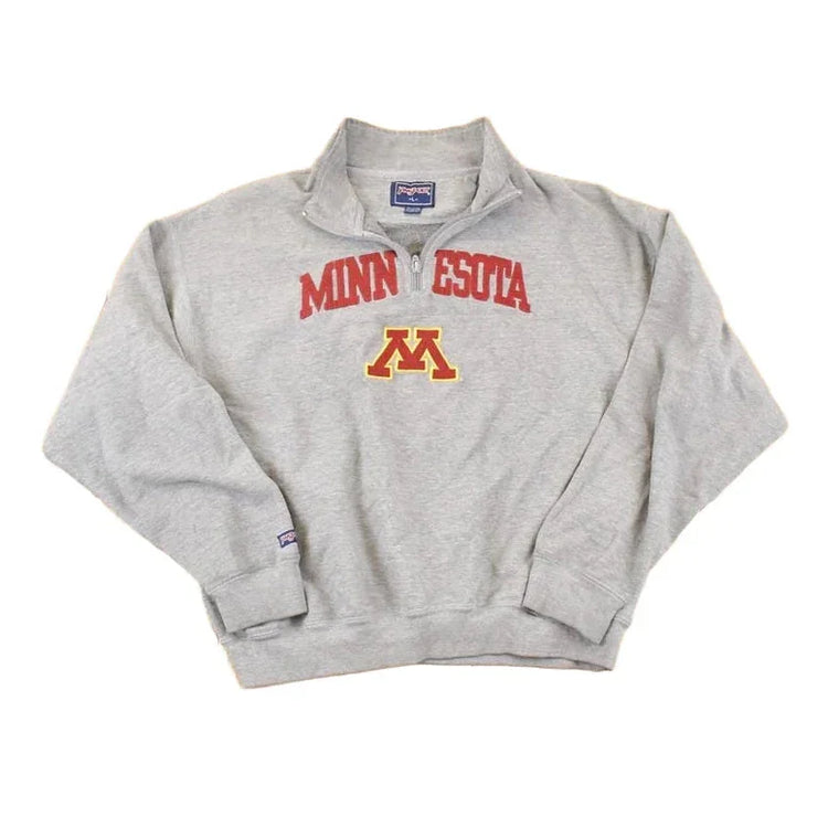 Vintage 1990s Jansport Minnesota Quarter Zip Embroidered University Crewneck Sweater Mens L from propervintagecanada