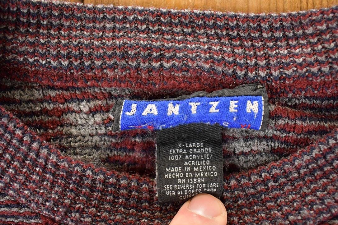 Vintage 1990s Jantzen Abstract Knit Crewneck Sweater Men's L from propervintagecanada