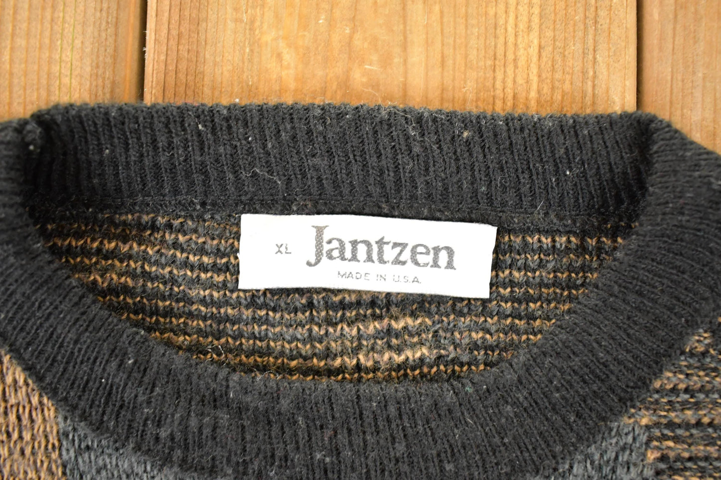 Vintage 1990s Jantzen Abstract Knit Crewneck Sweater Mens L from propervintagecanada