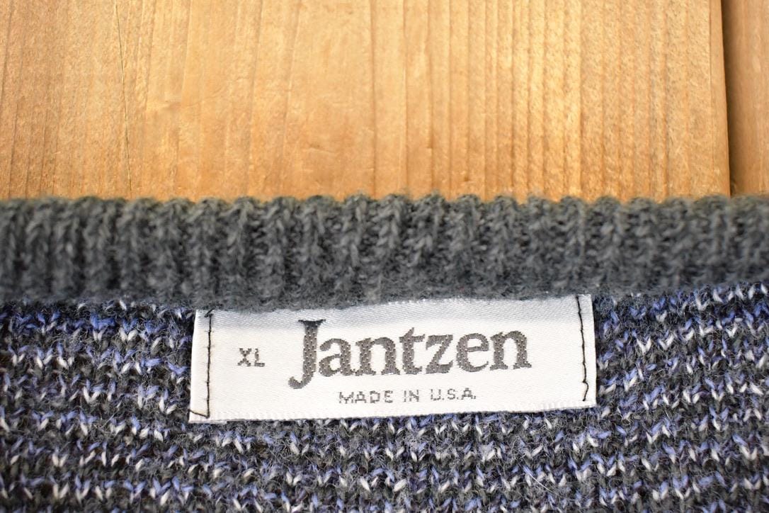 Vintage 1990s Jantzen Abstract Knit Crewneck Sweater Mens L from propervintagecanada