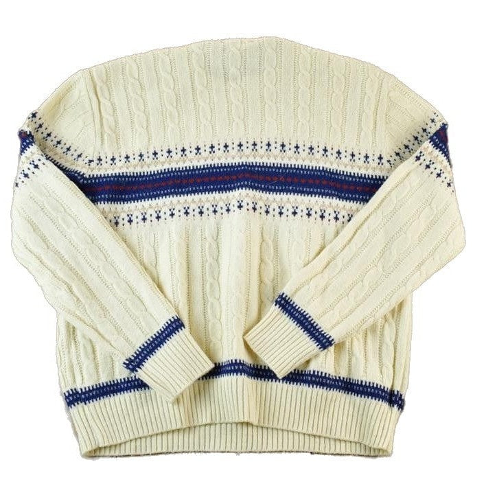 Vintage 1990s Jantzen Cable Knit Abstract Pattern Crewneck Sweater Men's XL from propervintagecanada