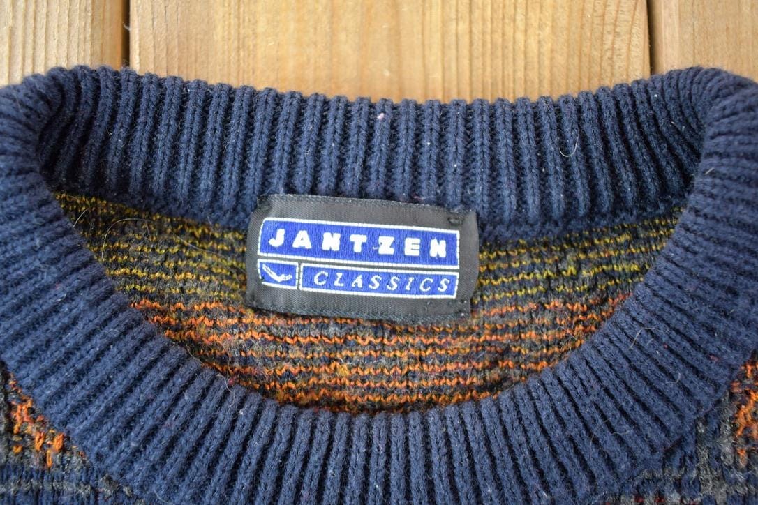 Vintage 1990s Jantzen Classics Knit Abstract Pattern Crewneck Sweater Men's XL from propervintagecanada