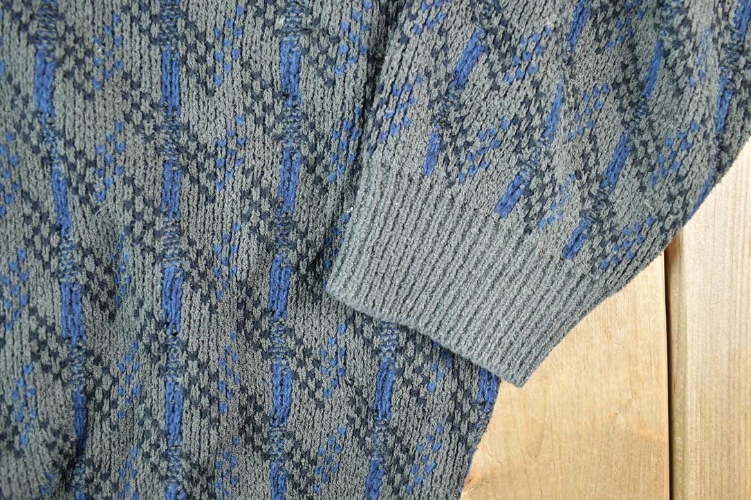 Vintage 1990s Jantzen Knit Abstract Pattern Cardigan Sweater Mens L from propervintagecanada