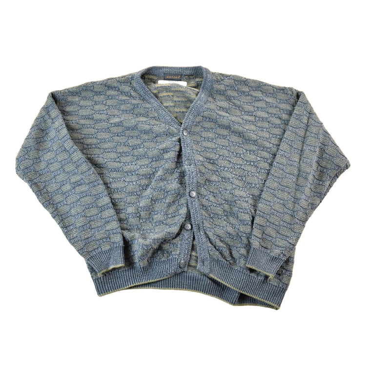 Vintage 1990s Jantzen Knit Abstract Pattern Cardigan Sweater Mens XL from propervintagecanada