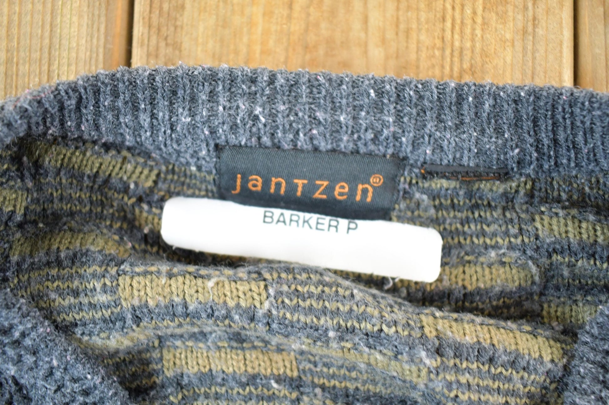 Vintage 1990s Jantzen Knit Abstract Pattern Cardigan Sweater Mens XL from propervintagecanada