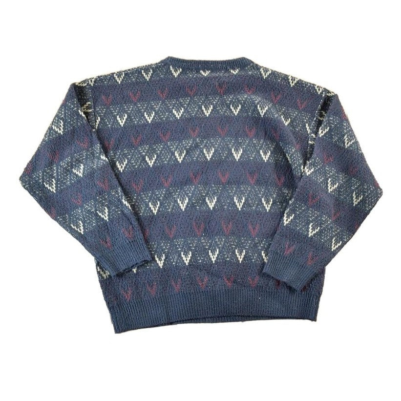 Vintage 1990s Jantzen Knit Abstract Pattern Crew Neck Sweater Mens L from propervintagecanada