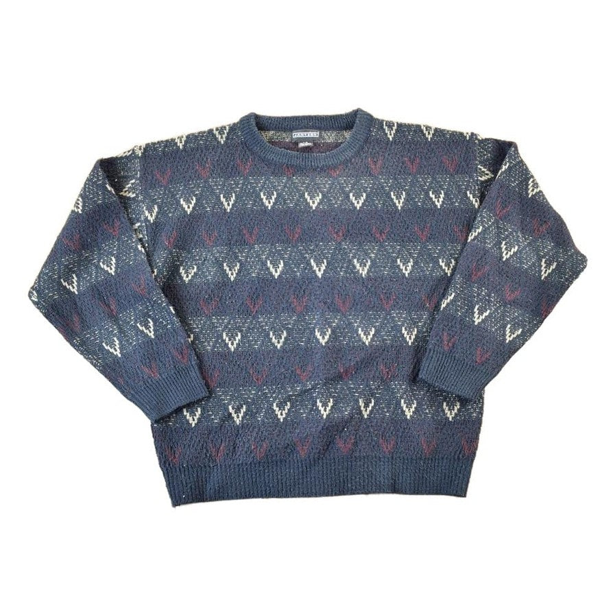 Vintage 1990s Jantzen Knit Abstract Pattern Crew Neck Sweater Mens L from propervintagecanada