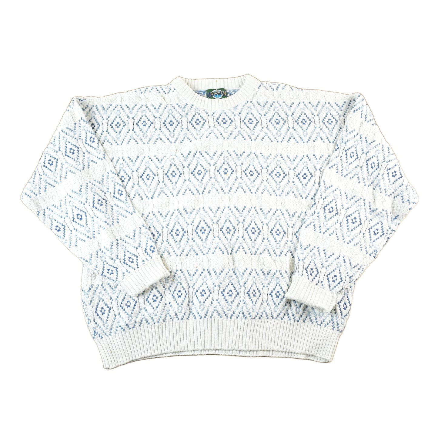 Vintage 1990s Jantzen Knit Abstract Pattern Crewneck Sweater Mens XL from propervintagecanada