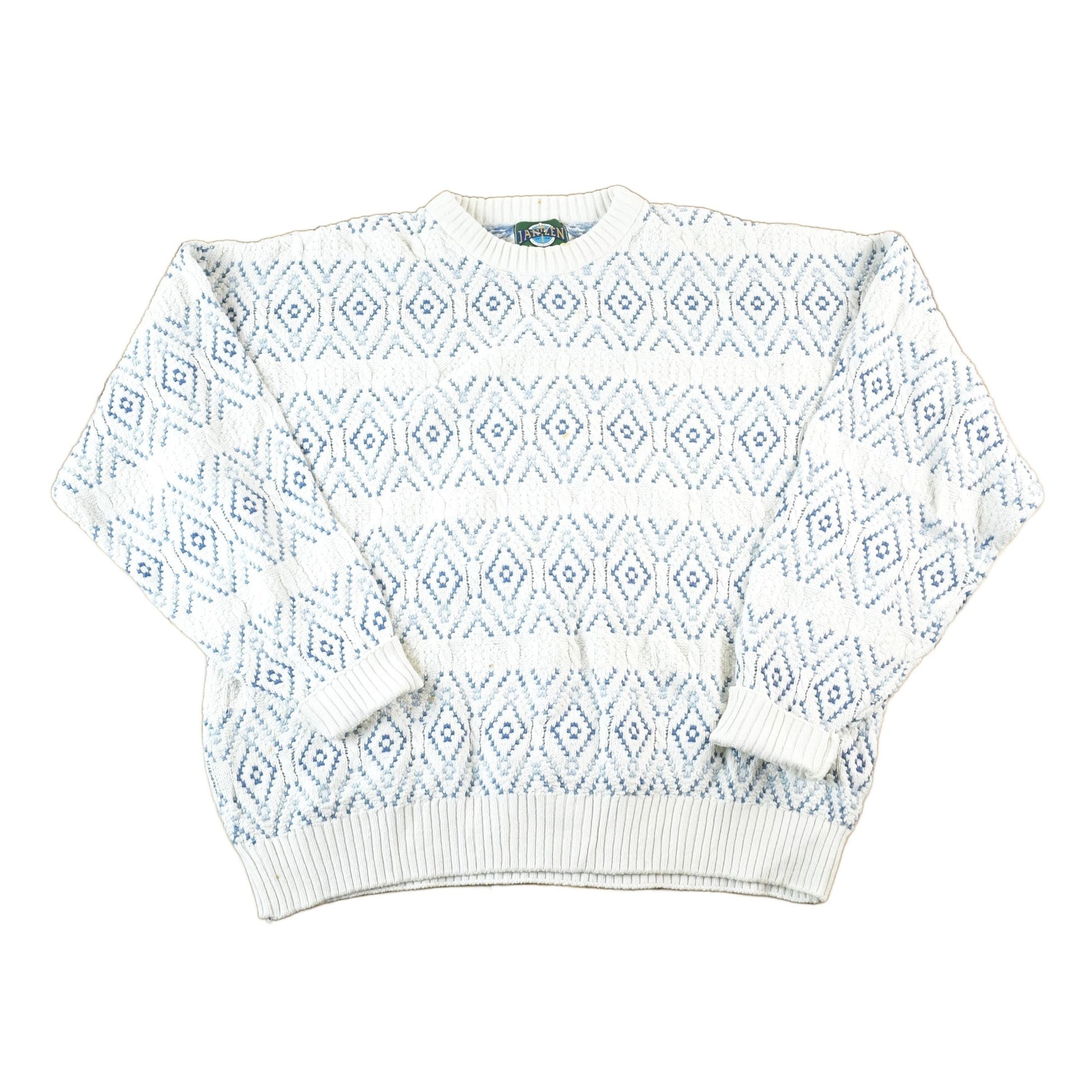 Vintage 1990s Jantzen Knit Abstract Pattern Crewneck Sweater Mens XL from propervintagecanada