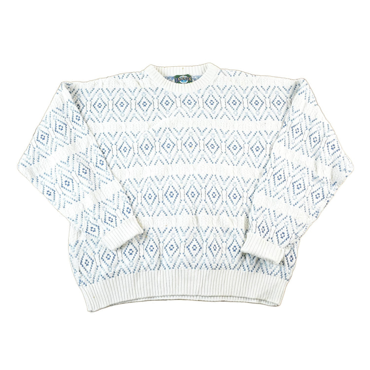 Vintage 1990s Jantzen Knit Abstract Pattern Crewneck Sweater Mens XL from propervintagecanada