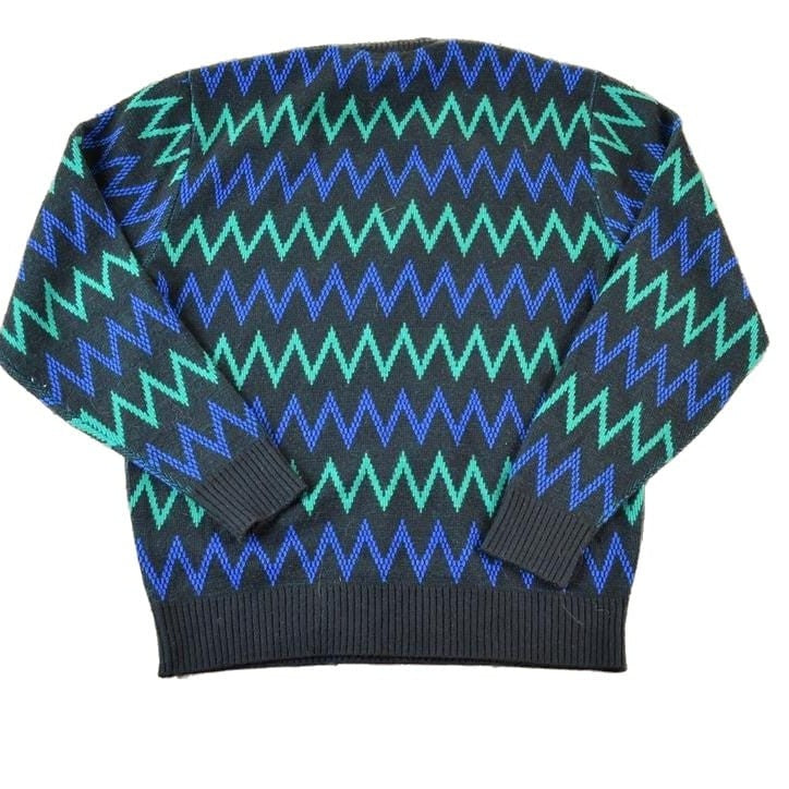 Vintage 1990s Jantzen Knit Abstract Pattern V Neck Sweater Men's Medium from propervintagecanada