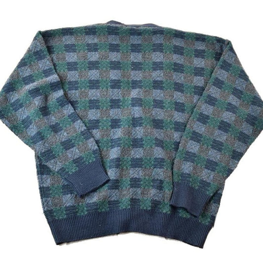 Vintage 1990s Jantzen Knit Perfect Mild Distress Cardigan Sweater Men's XL from propervintagecanada