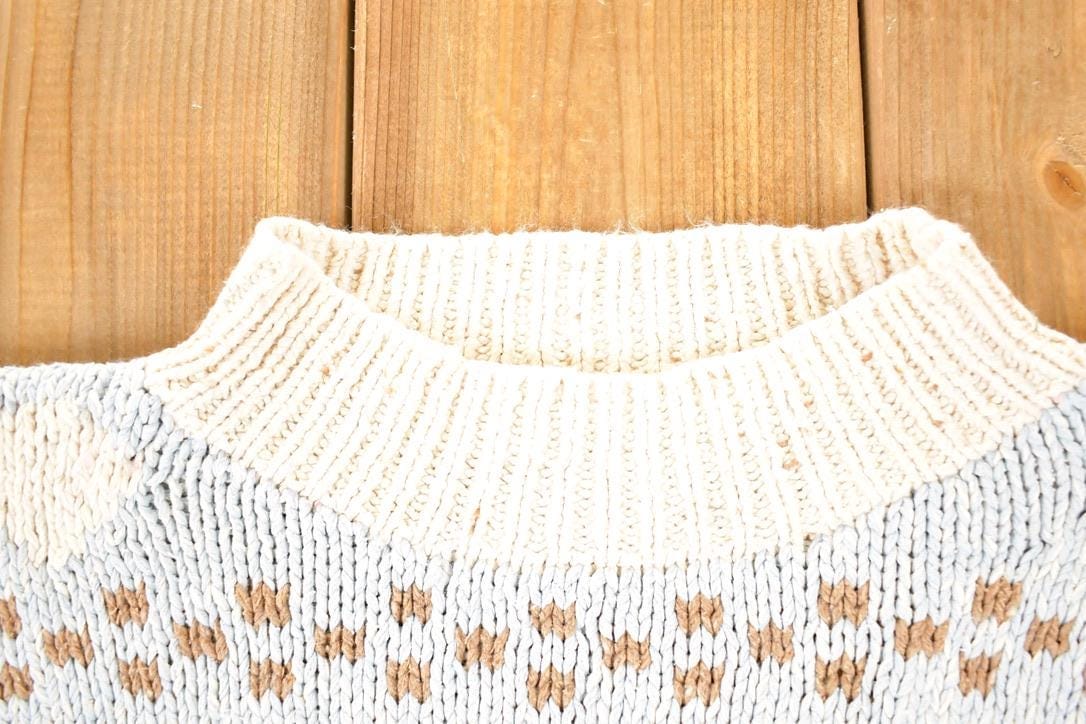 Vintage 1990s Jantzen Petit Hand Knit Silk Blend Abstract Pattern Crewneck Sweater Women's M Boxy from propervintagecanada