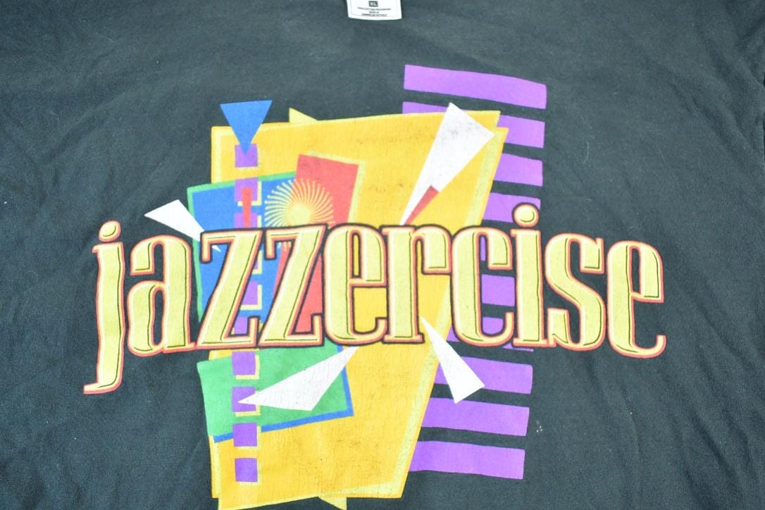 Vintage 1990s Jazzercise Neon Souvenir Single Stitch Graphic Print T-Shirt Men's Large from propervintagecanada