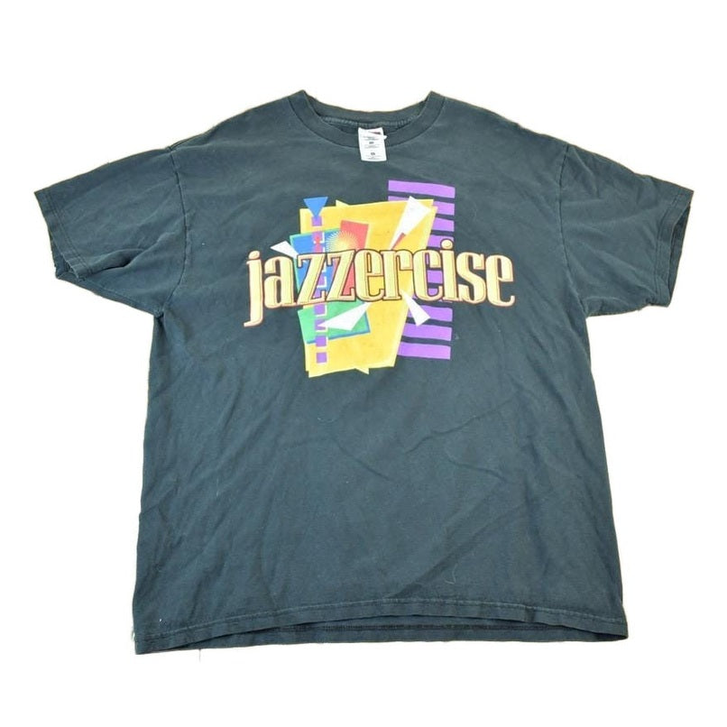 Vintage 1990s Jazzercise Neon Souvenir Single Stitch Graphic Print T-Shirt Men's Large from propervintagecanada