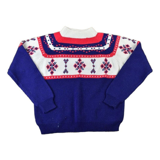 Vintage 1990s JCPenney Winter Theme AOP Knit Crewneck Sweater Women's M from propervintagecanada