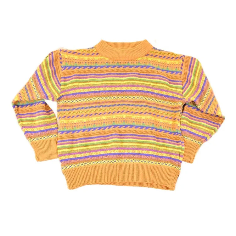 Vintage 1990s Jean Cox Striped Knit Crewneck Sweater Women's L from propervintagecanada