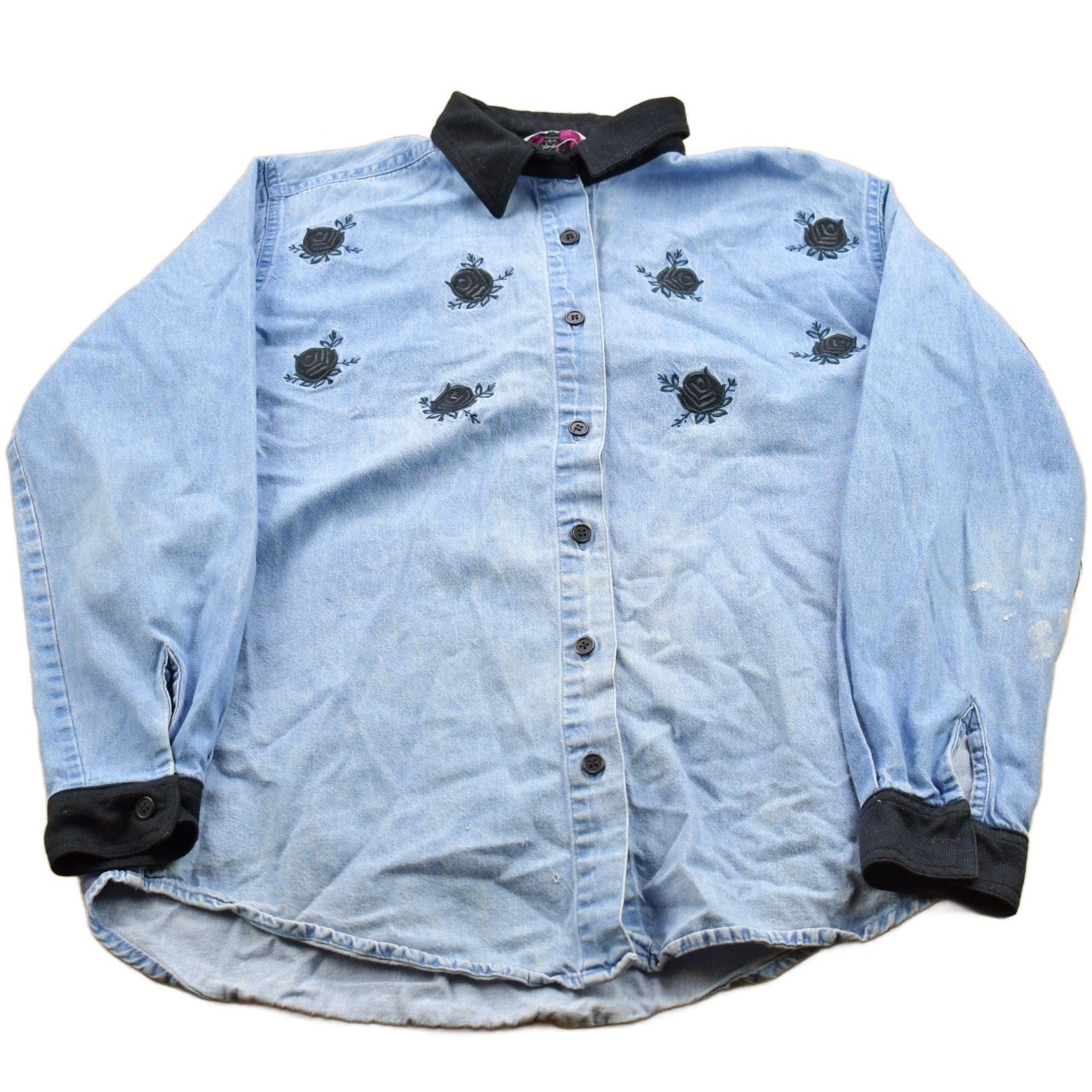 Vintage 1990s Jean Floral Theme Button Up Shirt Men's Small from propervintagecanada