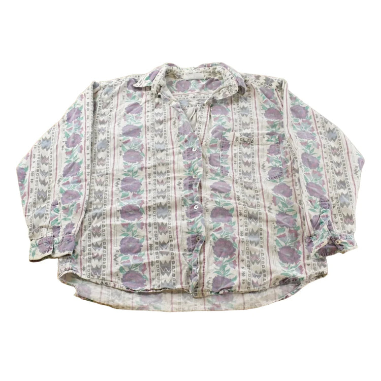 Vintage 1990s Jeans Wear AOP Floral Button Up Shirt Womens L from propervintagecanada
