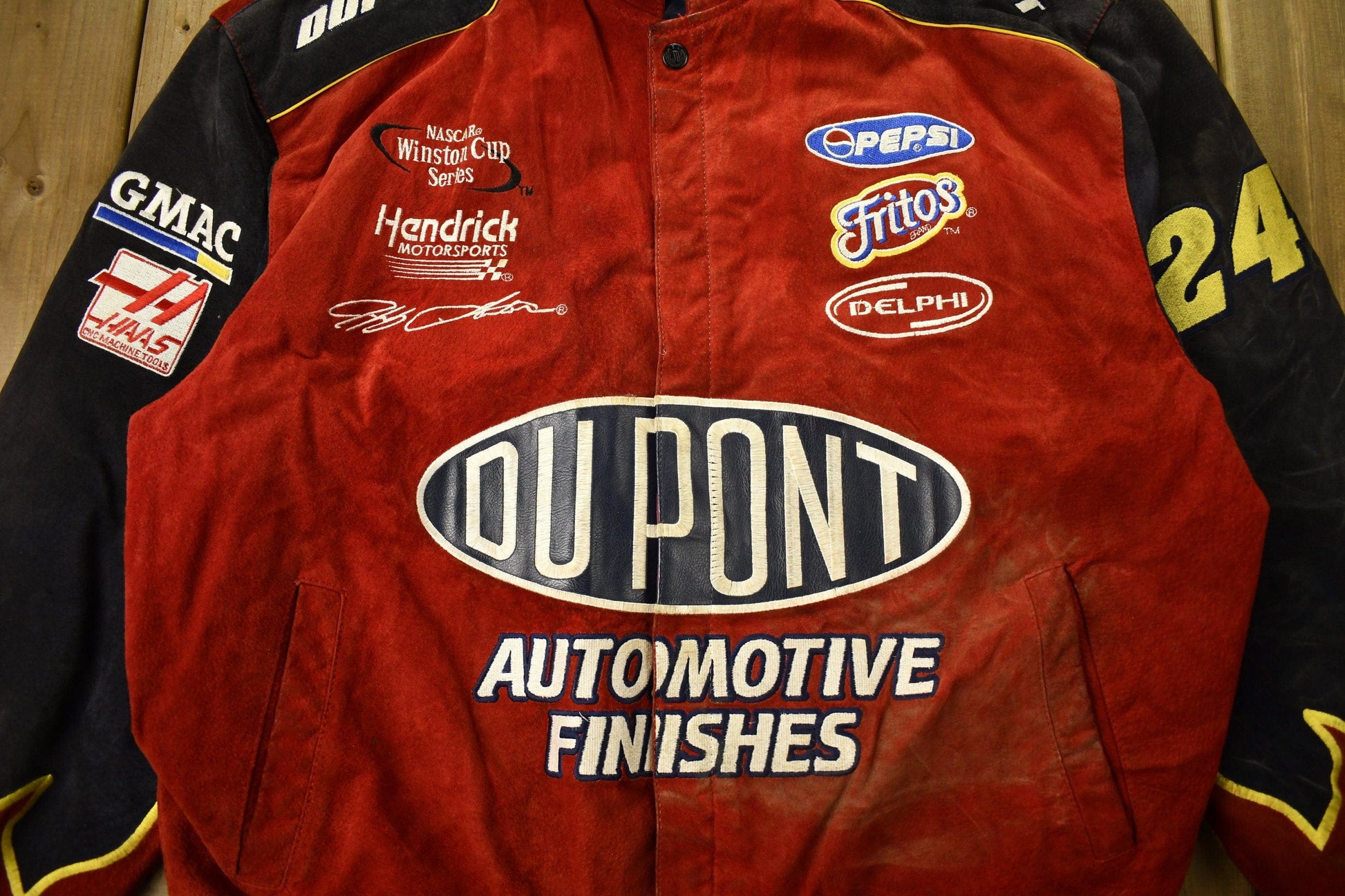 Vintage 1990s Jeff Gordon 100% Leather Nascar Racing Jacket Men's XL from propervintagecanada