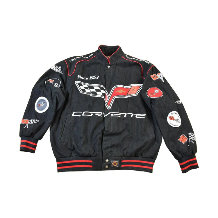 Vintage 1990s Jeff Hamilton Corvette Chevrolet Racing Jacket from propervintagecanada