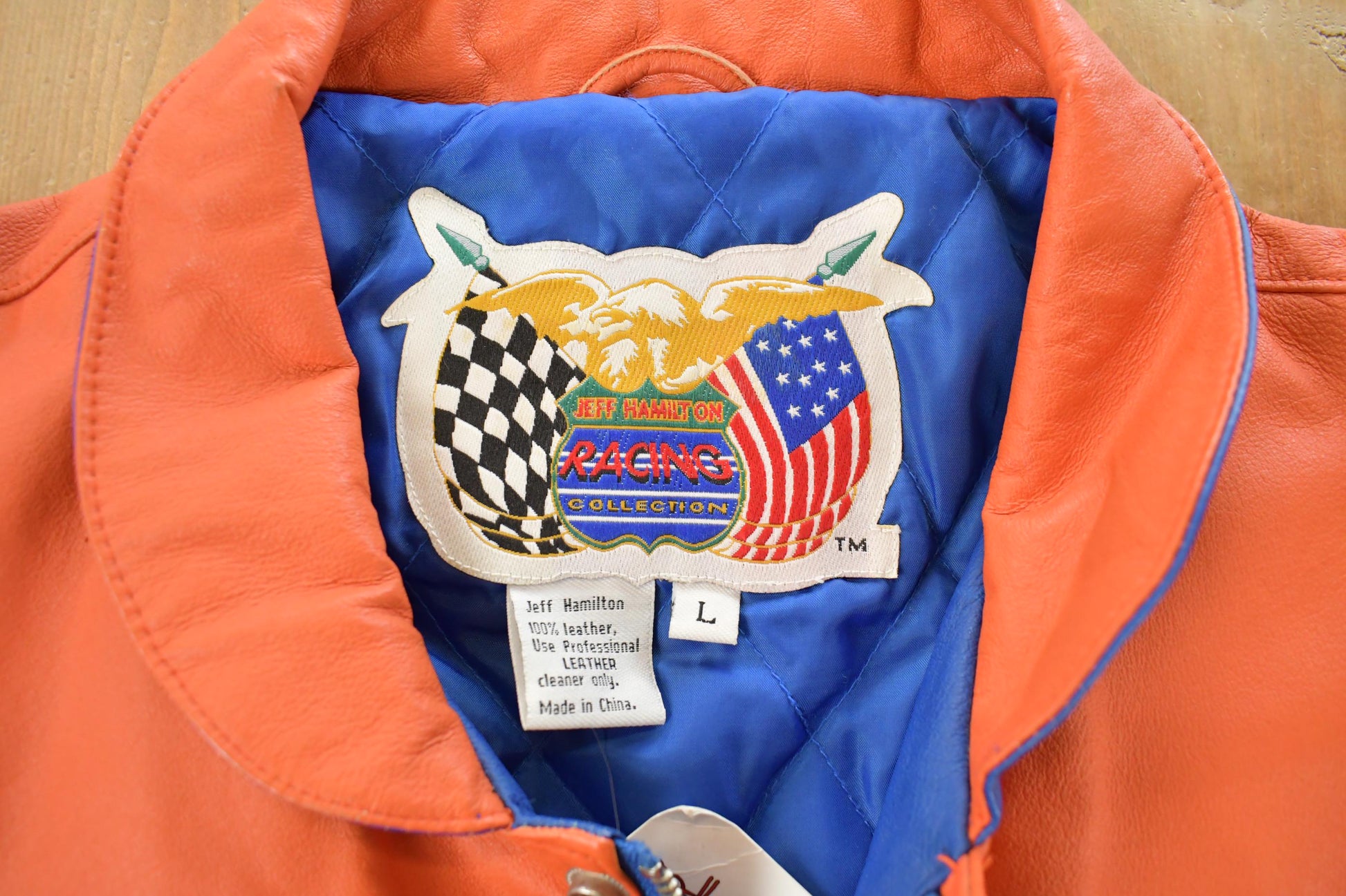 Vintage 1990s Jeff Hamilton Tide Racing Leather Bomber Jacket Men's Large from propervintagecanada