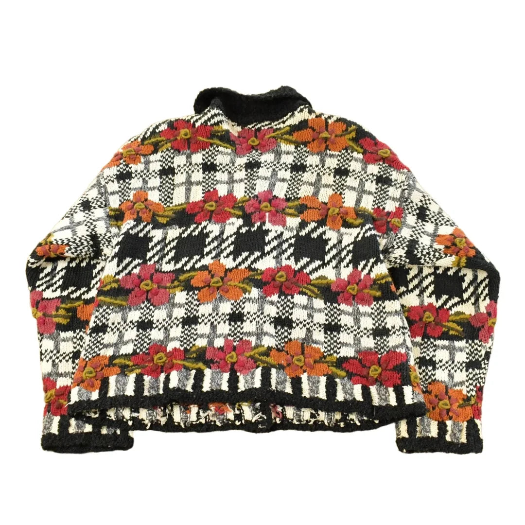 Vintage 1990s Jennifer & Company Hand Knit Floral Cardigan Sweater Women's S from propervintagecanada